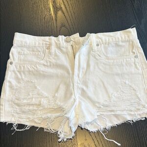 Blank NYC White Distressed Jean Shorts